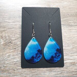Blue Ocean Inspired Teardrop Dangle Earrings Women Gift  Hook Vacation Beach